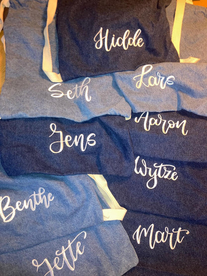 Gymtas Denim met naam geborduurd