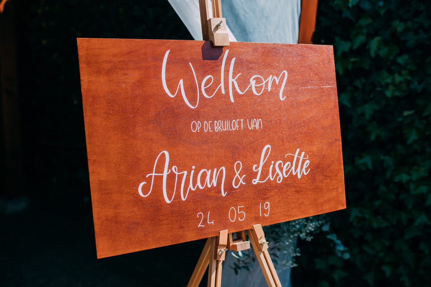 Welkomstbord handgeschreven