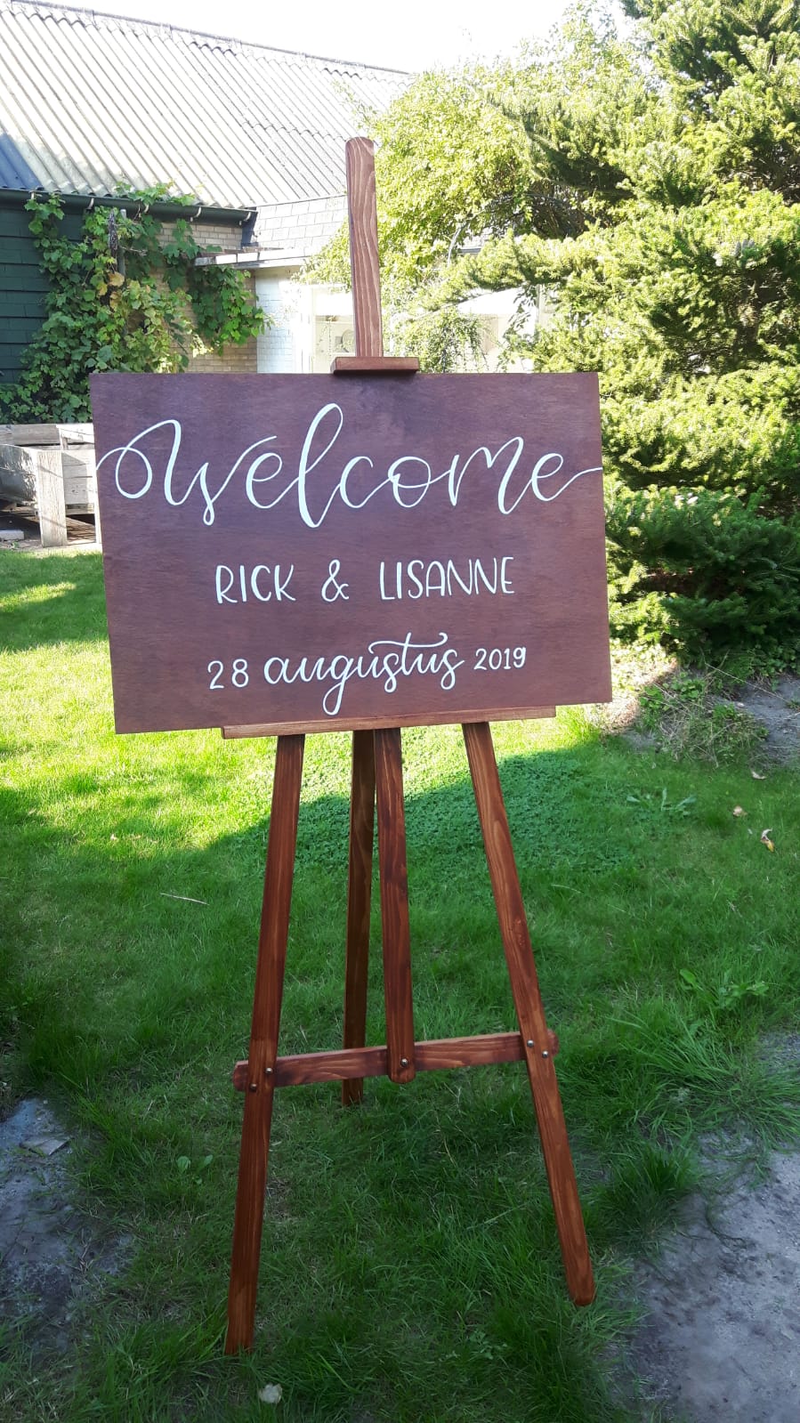 Welkomstbord handgeschreven