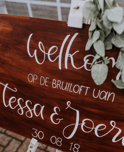 Welkomstbord handgeschreven